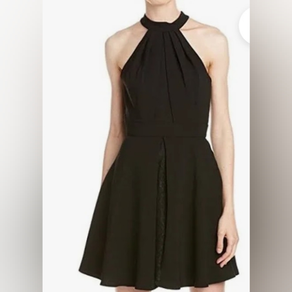 BCBGeneration Black Halter Lace-Back Fit & Flare‎ Dress – Size 2 NWT